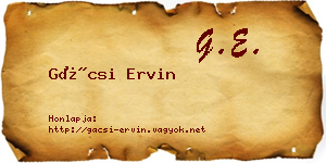 Gácsi Ervin névjegykártya